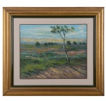 GUIMA, Luiz de Souza Guimarães (SP, 1927-1993) Amanhecer - Óleo s/ tela 45 x 55 cm. ass. inf. direito.  Moldura: 64 x 74 cm. Assinado e titulado no verso, Inscrição no verso"