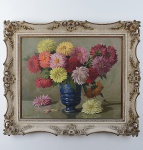 DOMINGOS GEMELLI (1903 - 1985) Vaso de flores - Óleo s/ tela 54 x 65 cm. ass. inf. esquerdo 1951. moldura 73 x 84,5 cm.