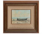 AZAMOR - Marinha - óleo s/ madeira 17 x 26 cm, ass. inf. esquerdo - medida com moldura 40 x 50 cm.