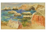 NOÊMIA GUERRA (1919-2007) "Algarve" Aquarela s/ papel 47 x 75 cm. ass. inf. esquerdo 1973.  Localizado e intitulado Algarve