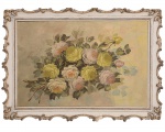 C. BOLOGNESI - Rosas, óleo s/ tela 50 x 70 cm - ass. inf. esquerdo, med. com moldura de época 63 x 81 cm.