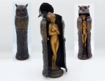 Franz Xavier Bergmann (Áustria, 1861/1936) - Escultura, Modelo erótico metamórfico, com uma coruja envolvendo mulher nua, articulada em bronze patinado. Med. 18 x 4,5 x 8 cm. Marcado na base Argentor Wien. Séc. XIX.