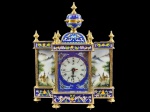 Belíssimo Relógio de Mesa, de grandes dimensóes, caixa em cloisonné, com decoração floral sobre fund