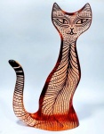 ABRAHAM PALATNIK -  Escultura cinética representando gato gigante preto/âmbar em resina de poliéster