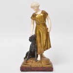 Fidelite - Belissima Escultura em bronze com marfim, assinado e com selo de Fabricação, representand