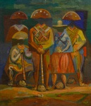 CARYBÉ, HECTOR(1911 - 1997). "Lampião, Maria Bonita e Seu Bando", óleo s/ tela, 73 X 64 cm.