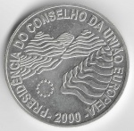Moeda de Portugal do ano 2000 com valor facial em 1000 Escudos  Conselho da União Europeia, cunhado