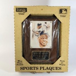 ESPORTE - Placa OFICIAL de esportes para parede do Astro icônico do Hall da Fama Norte Americano de BASEBALL / NFL - WILLIE MAYS nº 24 apelidado de `THE SAY HEY KID `, sem uso e ainda acondicionado em sua embalagem original, madeira, metal e acrílico medindo 18 x 23 centímetros, protegido por embalagem própria de papelão.