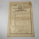 IMPÉRIO DO BRASIL R34 - ANTIGO PASSAPORTE do Império - da Cidade de Pelotas - Rio Grande do Sul, datado de 1858, assinado pelo Delegado de Polícia da Cidade de Pelotas Provincia de S. Pedro do Sul.