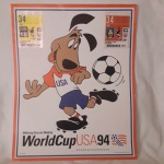 Poster original Copa do Mundo FIFA 1996, Tetracampeonato do Brasil, com duas credenciais originais de colaborador