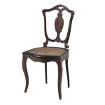 França Séc XIX, rara cadeira estilo Boule, em madeira ebanizada com filetes em bronze e palhinha, espaldar 89 cm. Palhinha em bom estado porem a cadeira necessita restauro.