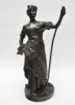 Alfred Désiré Lanson (1851-1898) - Alegoria da Colheita, rara escultura em bronze francês do Séc XIX, assinada, com marca da famosa fundição Barbedienne, altura 55 cm.