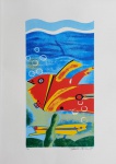 Aldemir Martins - Peixe - serigrafia com edição 35/60 - Assinado e datado de 1995 - Medidas 51 x 26 cm