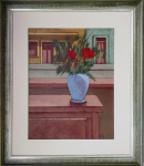 Ruben Esmanhotto - Vaso flores Nº 314 - Vinil encerado - Medidas 50 x 39 cm - Medidas da moldura 73,5 x 62,5 cm - Assinado e datado 1989