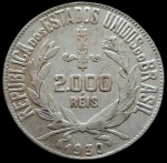 Brasil - 1930 - 2000 Reis - Prata 0.500, 8g, 26mm - da série "Mocinha"