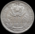 Brasil - 1000 Réis - 1913 - Prata 0.900, 10g, 26mm - Estrelas ligadas.