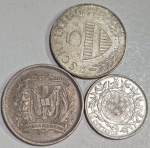 República Dominicana, Áustria e Portugal - Lote com 3 moedas antigas de prata.