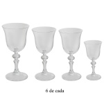 PRESTIGE. Eslovênia - Conjunto de taças em cristal translucido e liso, constando de 24 peças, sendo:  6 taças para água (19 cm), 6 taças p/ vinho tinto (17,5 cm), 6 taças p/ vinho branco (17 cm) e 6 cálices p/ licor (14 cm). Peça pertencente ao acervo da Família de Paulo Fachini.