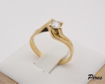 Anel Solitário Ouro Amarelo 18K com Diamante de 28 Pontos, Lapidação: Brilhante, Cor: IJ e Pureza: V