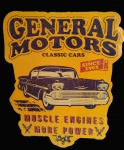 Placa decorativa em metal retrô da General Motors. Medida 45x36cm.