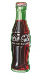 Placa decorativa no formato de antiga garrafa de Coca-cola. Medida 12x40cm.