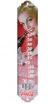 Termômetro Metal da Coca-Cola Pin Up Blond Lady Face Vermelho. Medida 40 cm.