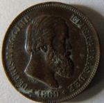 Moeda de Bronze ,Brasil Imperio 10 Reis 1869 -D.Pedro II