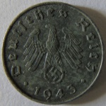 Moeda de Zinco  Estrangeira , Alemanha 10 Reichspfennig 1943 -A -
