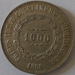 Moeda de Prata , Brasil Imperio 1000  Reis 1866 -