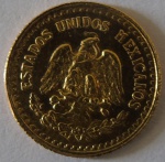 Moeda de ouro Estrangeira ,Mexico 2 1/2 pesos -1945-peso 2,1 gr-