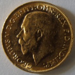 Moeda de ouro Estrangeira , Inglaterra 1 Libra -1914 -pe 8 gr-