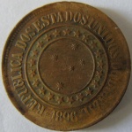 Moeda de Bronze , Brasil 40  Reis 1896 -