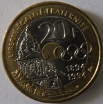 Moeda de trimetalica Estrangeira ,França 20 Francs 1994 -