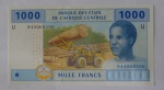 Cedula Estrangeira ,Africa central 1000 Francs -Flor de Estampa 