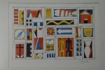 Julio Mancebo (Montevideo, Uruguai 1933 -2023), nanquim e aquarela sobre papel, composição construti