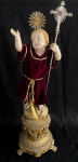 ARTE SACRA - Grande e Rara Imagem de Menino Jesus em madeira policromada de origem portuguesa, acomp
