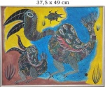 Chico Silva (Cruzeiro do Sul - Alto Tejo, Acre, 1910 Fortaleza, 1985) "Imaginários Zoomórficos". Têmpera sobre eucatex. 37,5 x 49 cm. Assinado e datado (1972). Moldurado.