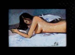 Alexandre Washington - Quadro óleo sobre Eucatex  20x30cm da seie nus com molduras