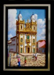 Priscila Santos - Quadro óleo sobre tela 20x30cm Igreja e Patio de São Pedro com moldura