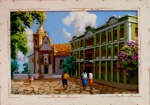 Priscila Santos - Quadro óleo sobre tela 20x30cm Igreja da misericórdia Olinda com moldura