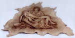Aldayr Matias - Peça pirografada em couro Pietá 90x100cm
