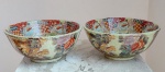 SATSUMA - Lindo par de Bowls em porcelana chinesa policromada. Motivos florais pintados à mão. Medida: 7cm de altura x 15 cm diâmetros