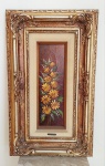 J. FIORAVANTE - Lindo quadro representando - FLORES - Belíssima moldura em madeira Clássica dourada. Medida da moldura:  51cm  X 31cm  X 7cm  - Medida da Tela: 29 cm X 9cm.