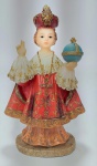 ITALY - Linda imagem em fina resina italiana, representando - MENINO JESUS DE PRAGA - Medida: 11 cm de altura x 6,5 cm x 4 cm. Santini Gold - Italy Styli . OBS: Possui perda de um dos dedos da mão, conforme fotos.
