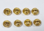 Marinha do Brasil - Lote de 8 botões de platina de ombro da Marinha Brasileira. Em metal dourado, sem uso. Medida: 1,5 cm de diâmetro x 1,1 cm.