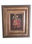 Cusquenho, Óleo sobre Eucatex representando Anjo Gabriel, 48 x 54 cm,