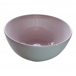 Bowl em porcelana Schmidt by Tok Stok nas cores verde água na parte externa e rosa bebê na interna, marcado na base, Diam. 24, Alt. 13 cm.