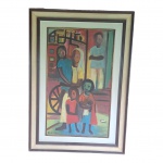 SHEILA- OST, acid  intitulado, datado, e assinado no verso Família Mômo 1963, a tela apresenta restauro e leves desates do tempo, 60 x 100 cm.