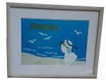 D. Éthier reprodução de aquarela representado criança com binóculo observando gaivotas, 39 x 49 cm. Este lote encontra-se em Nogueira.