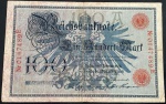 Antiga cédula da alemanha de 1908, Reich, 100 Marco, boa conservação
